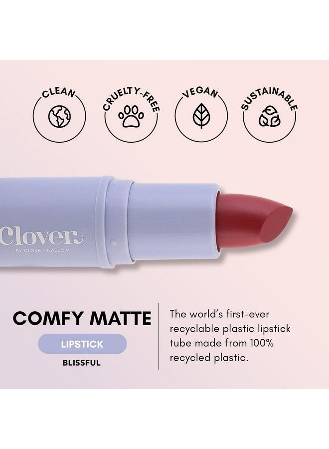 Clover Comfy Matte Lipstick ; Non Drying Lipstick Moisturizing And Lightweight High Pigmented Lipstick ; Cruelty Free & Vegan Lip Makeup ; Shade Blissful - Image 3
