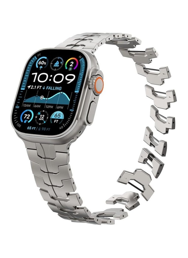 TIGER Stainless Steel Band for Apple Watch Ultra Band 49mm 45mm 44mm 42mm 38mm 40mm 41mm, Metal Strap with Folding Clasp for Apple Watch Series 8 7 6 5 4 3 2 1 for Men - Image 3