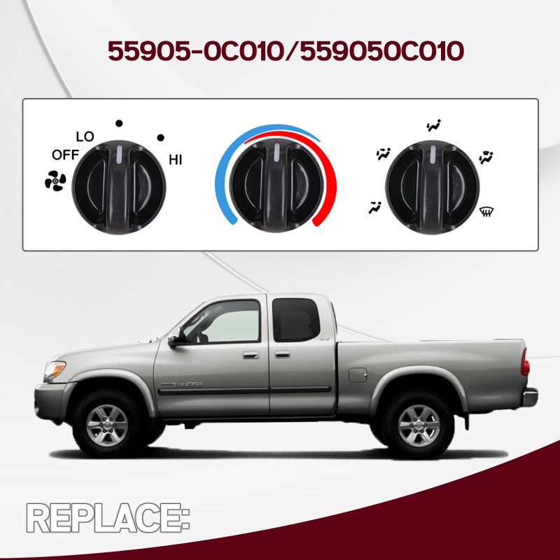 Xislet 3Pcs Tundra AC Knobs Replacement Compatible with 2000 2001 2002 2003 2004 2005 2006 Toyota Tundra A/C Air Conditioner Heater Blower Fan Control Knob 55905-0C010, 559050C010 - Image 2