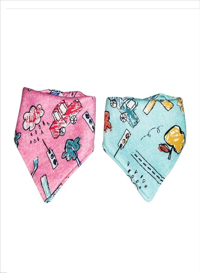 Crawl'in Printed Bandana Cotton Baby Bibs (Multi-Colours, Pack of 2) - Image 4