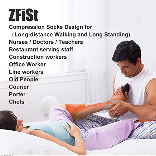 ZFiSt 3 Pair Sport Compression Socks Men Women, Compression Stocking Nurse Socks for Edema Travel(Black+blue+grey,XXL) - Image 4