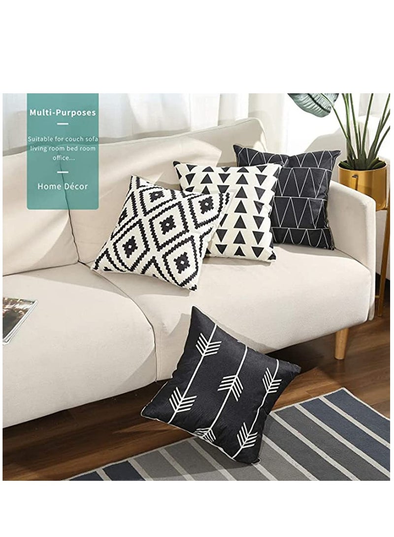 SYOSI Set of 4 Pillowcases Decorative Geometric Square 18 x 18 Inches Throw Pillow Covers - Modern Pattern Linen Pillow Cushion Case for Sofa Couch Bed Home Car Office Decor  - Image 3