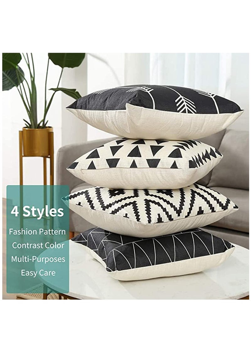 SYOSI Set of 4 Pillowcases Decorative Geometric Square 18 x 18 Inches Throw Pillow Covers - Modern Pattern Linen Pillow Cushion Case for Sofa Couch Bed Home Car Office Decor  - Image 2