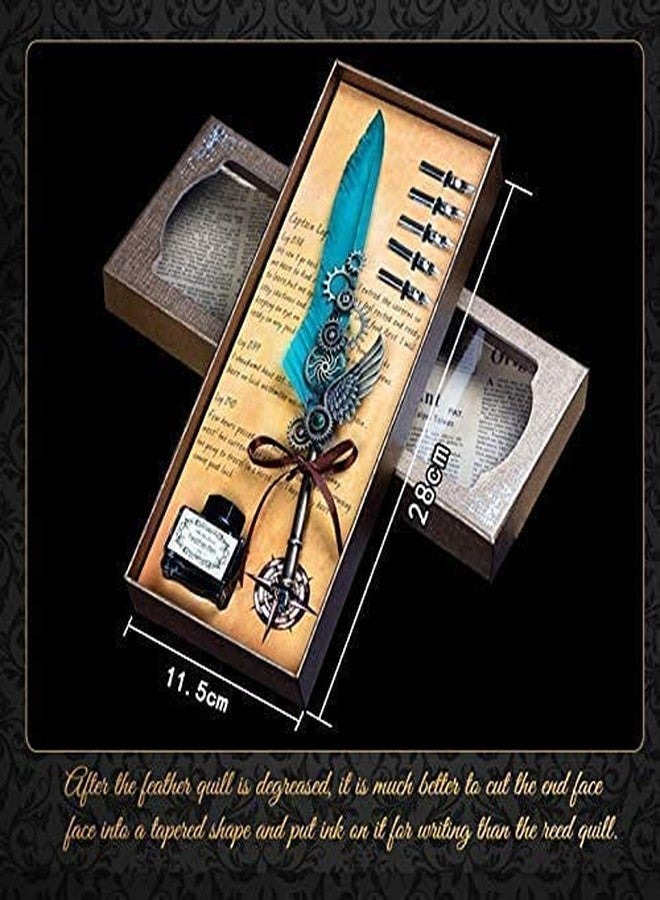 Art Ranger Dip Feather Pen Set Calligraphy Pen Set Writing Quill Ink Dip Pen with 5PCs Nib (Royal Gold) - Image 3