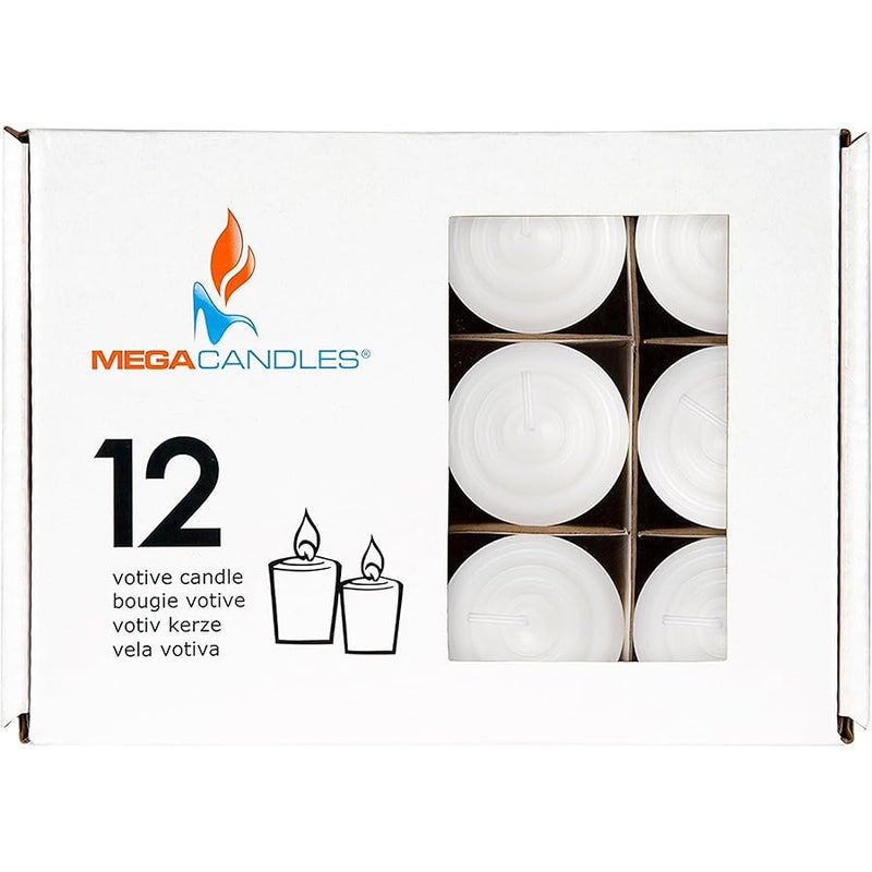 Mega Candles 12 pcs Unscented White Votive Candle, Hand Poured Wax Candles 15 Hours 1.5 Inch x 2.25 Inch, Home Décor, Wedding Receptions, Baby Showers, Birthdays, Celebrations, Party Favors & More - Image 3