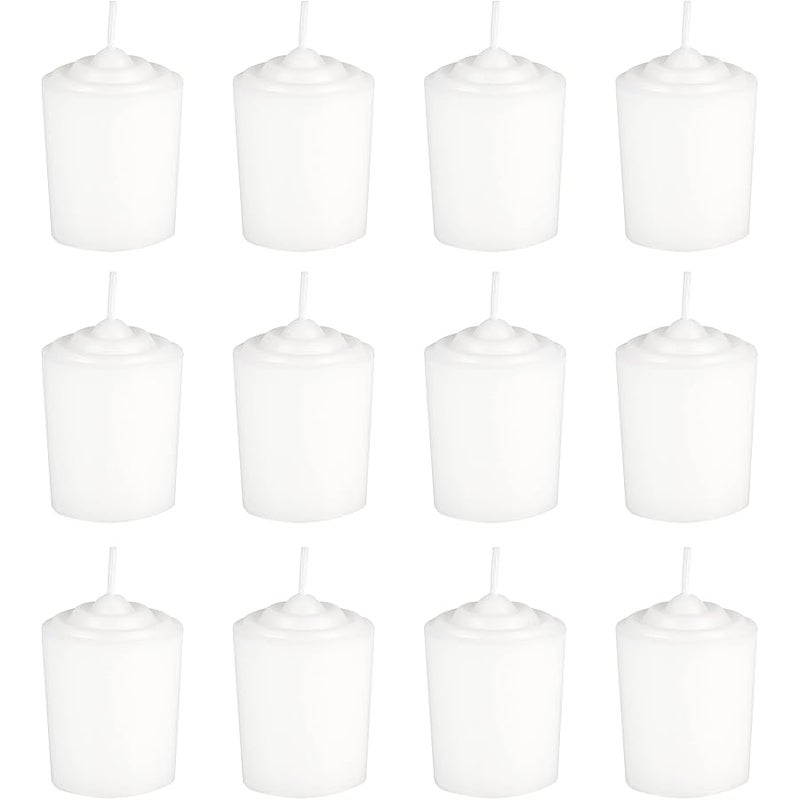 Mega Candles 12 pcs Unscented White Votive Candle, Hand Poured Wax Candles 15 Hours 1.5 Inch x 2.25 Inch, Home Décor, Wedding Receptions, Baby Showers, Birthdays, Celebrations, Party Favors & More - Image 1