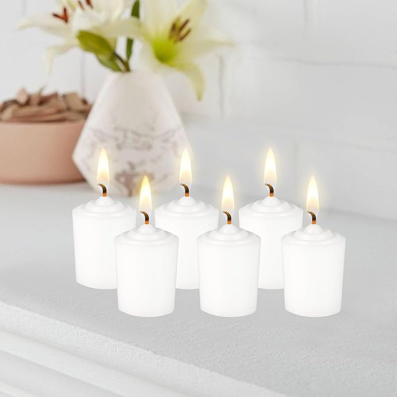 Mega Candles 12 pcs Unscented White Votive Candle, Hand Poured Wax Candles 15 Hours 1.5 Inch x 2.25 Inch, Home Décor, Wedding Receptions, Baby Showers, Birthdays, Celebrations, Party Favors & More - Image 5
