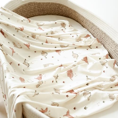 MairMore Baby Swaddle Receiving Blankets with Matching Beanie Set Newborn Nursery Swaddle Wrap for Baby Girls and Boys (Green Dinosaurs) - Image 4
