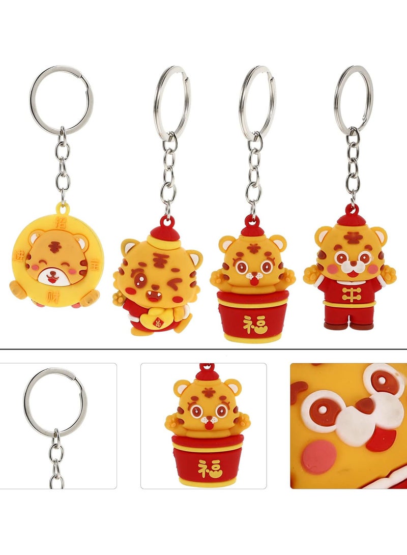 GGOOT 4pcs Zodiac Tiger Pendant Keychain Mini Animal Key Ring Key Holder Car Key Hanging Ornament for 2022 New Year Christmas Wallet Bag Purse Decor  - Image 5