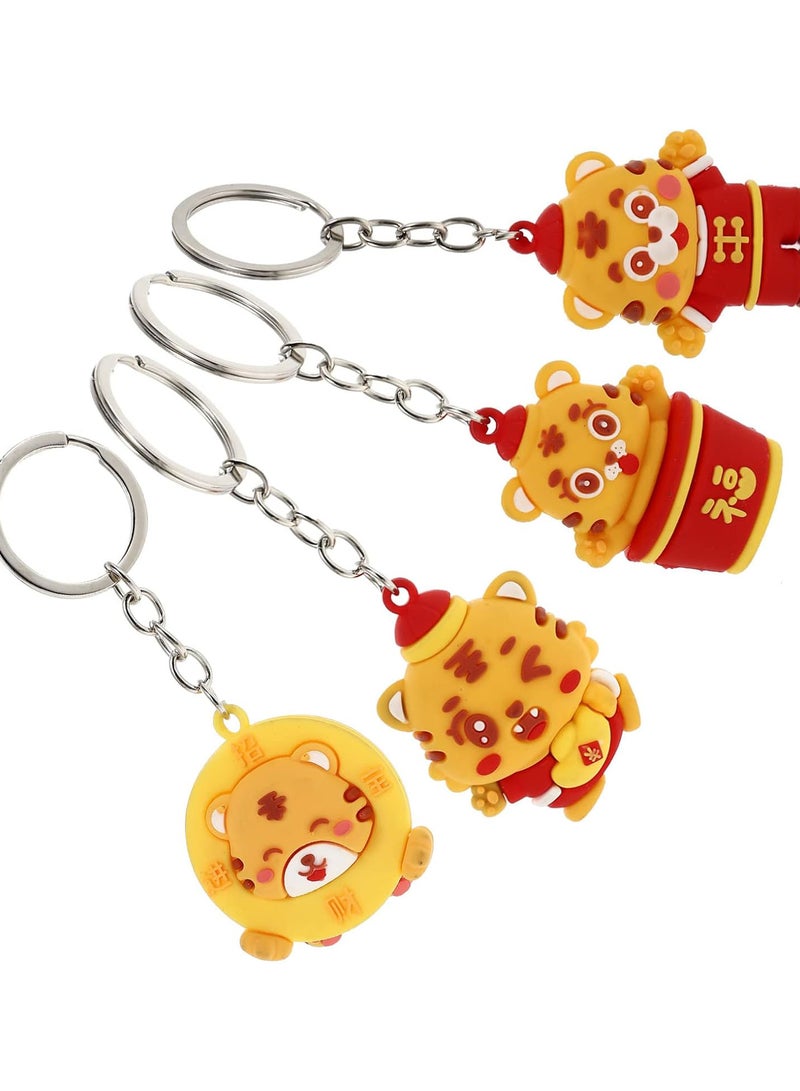 GGOOT 4pcs Zodiac Tiger Pendant Keychain Mini Animal Key Ring Key Holder Car Key Hanging Ornament for 2022 New Year Christmas Wallet Bag Purse Decor  - Image 2