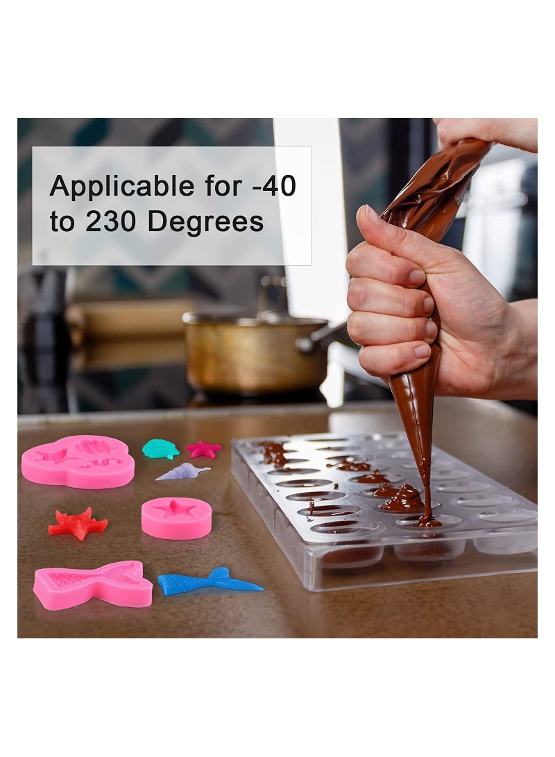 Zikra 10 Pieces Marine Theme Fondant Silicone Molds Mermaid Mermaid Tail Seahorse Tortoise Seashell Baking Molds for Chocolate Candy Cookie - Image 4