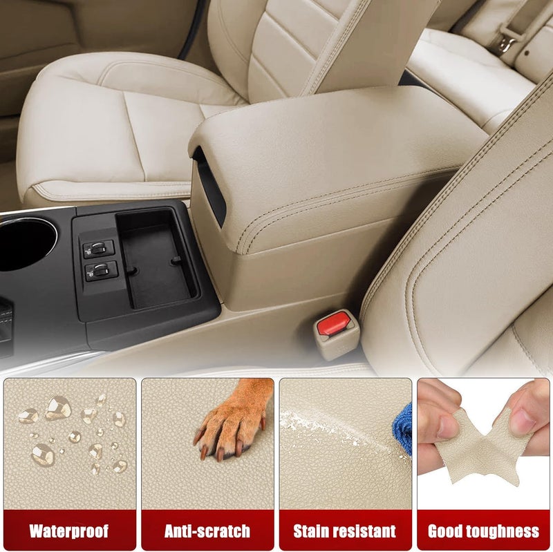 KBH غطاء مسند الذراع لوحدة التحكم المركزية البديل من Auto Center لسيارة Toyota Camry 2012 2013 2014 2015 2016 2017، تقليم جلد الفينيل، غطاء استبدال مسند الذراع للسيارة، لون عاجي بيج (بدون غطاء) - Image 3