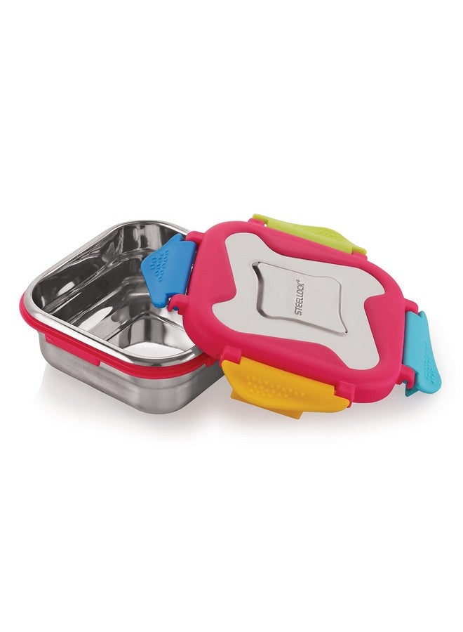 STEELLOCK Smart Stainless Steel Tiffin Lunch Box for Kids and Adults - Airtight Leakproof Square Container with Steel Lid - Juliet 360ml, 2 Pc Set for School & Office - Image 2