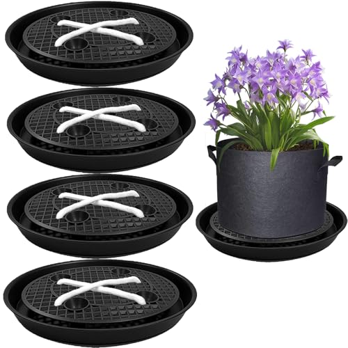 P Polerden 4 Pack Self Watering Fabric Pot Base 14 inch Auto Pots Fit for 5 Gallon Grow Bags Auto Watering Plant Saucer for Fabric Planters Plant Saucers Flower Pot Tray 3 Year Warranty - Image 1