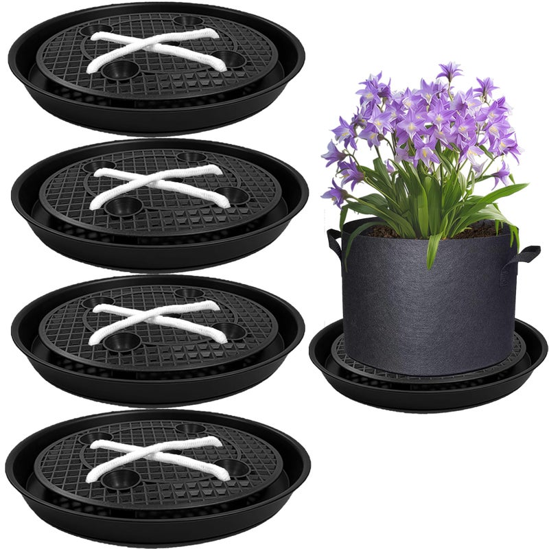 P Polerden 4 Pack Self Watering Fabric Pot Base 14 inch Auto Pots Fit for 5 Gallon Grow Bags Auto Watering Plant Saucer for Fabric Planters Plant Saucers Flower Pot Tray 3 Year Warranty - Image 2