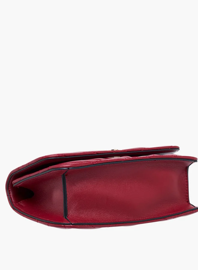 Paprika Quilted Crossbody Bag with Button Closure