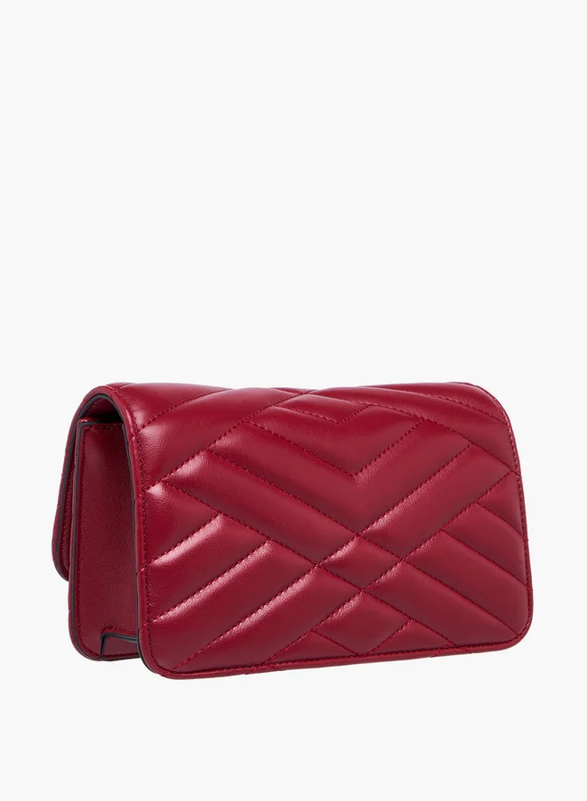 Paprika Quilted Crossbody Bag with Button Closure