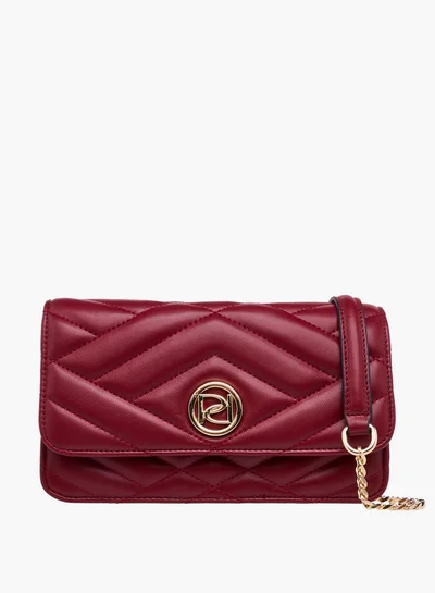 Paprika Quilted Crossbody Bag with Button Closure