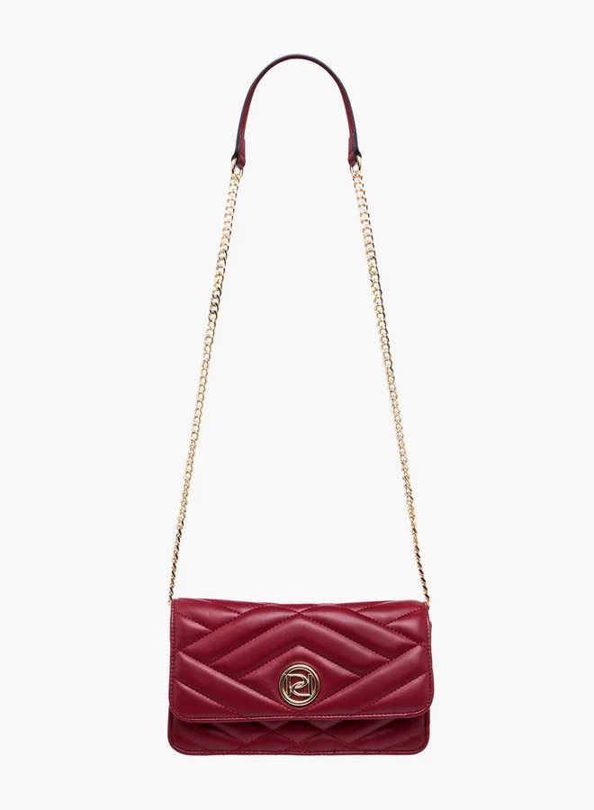 Paprika Quilted Crossbody Bag with Button Closure