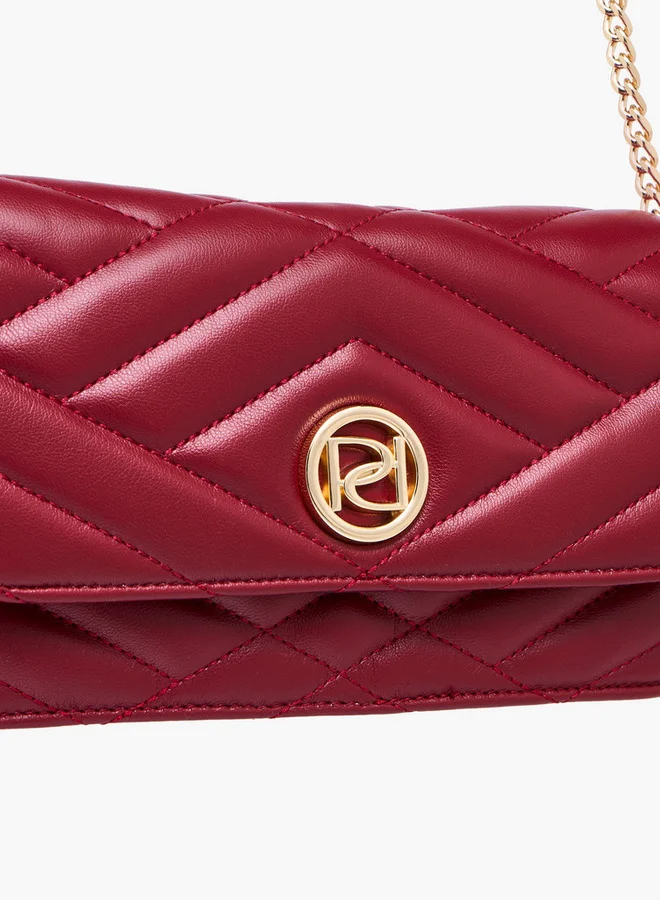 Paprika Quilted Crossbody Bag with Button Closure