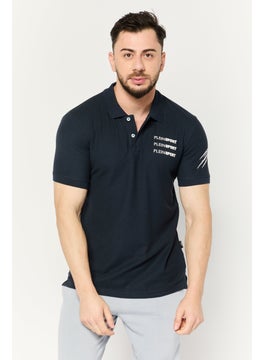 Plein Sport Men Sportswear Fit Short Sleeves Outdoor Polo Shirt, Navy  - Image 1
