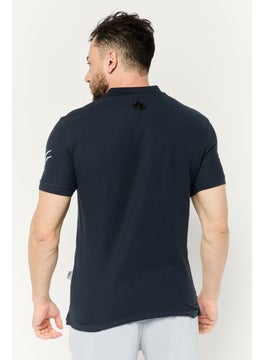 Plein Sport Men Sportswear Fit Short Sleeves Outdoor Polo Shirt, Navy  - Image 4