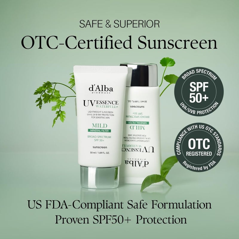 d'alba Piedmont Italian White Truffle Waterfull Mild Sunscreen, Vegan, Mineral Sunscreen, BROAD SPECTRUM SPF 50+ Non-Nano Suitable for Sensitive Skin, Korean Skin Care (1.69 fl. oz) - Image 3