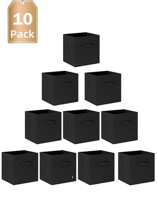 Hihonor Storage Cubes 10 Pack, 11 Inch Cube Storage Bins with Dual Handles, Collapsible Heavy Duty Fabric Bins for Shelves Closet, Baskets for Organizing Clothes Bedding Toys Books (Black) - Image 1