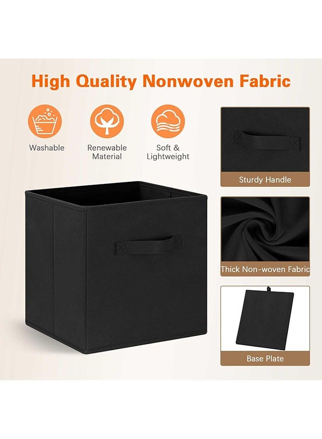 Hihonor Storage Cubes 10 Pack, 11 Inch Cube Storage Bins with Dual Handles, Collapsible Heavy Duty Fabric Bins for Shelves Closet, Baskets for Organizing Clothes Bedding Toys Books (Black) - Image 2