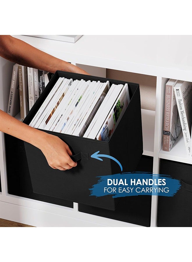 Hihonor Storage Cubes 10 Pack, 11 Inch Cube Storage Bins with Dual Handles, Collapsible Heavy Duty Fabric Bins for Shelves Closet, Baskets for Organizing Clothes Bedding Toys Books (Black) - Image 5