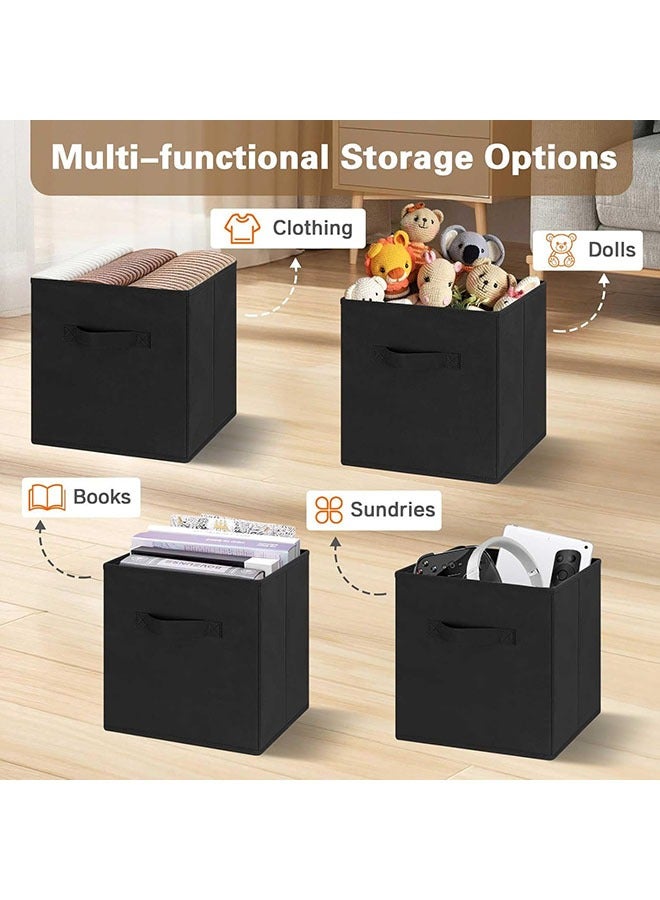 Hihonor Storage Cubes 10 Pack, 11 Inch Cube Storage Bins with Dual Handles, Collapsible Heavy Duty Fabric Bins for Shelves Closet, Baskets for Organizing Clothes Bedding Toys Books (Black) - Image 3