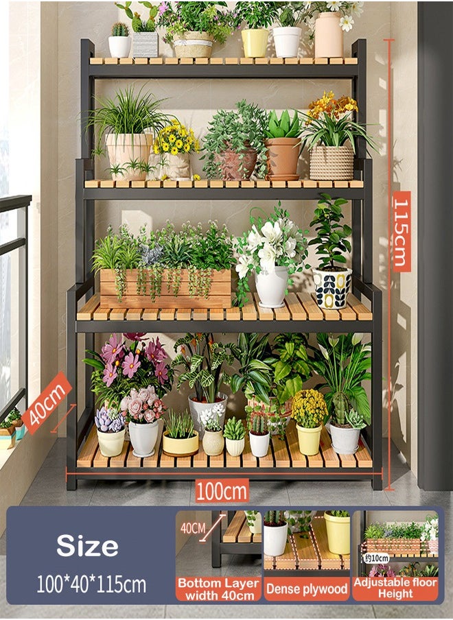 ZCM-HAPPY Four layer Indoor Floor Standing Ladder Flower and Plant Rack 100x40x115 CM  - Image 2