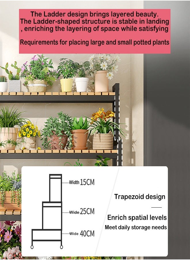 ZCM-HAPPY Four layer Indoor Floor Standing Ladder Flower and Plant Rack 100x40x115 CM  - Image 3