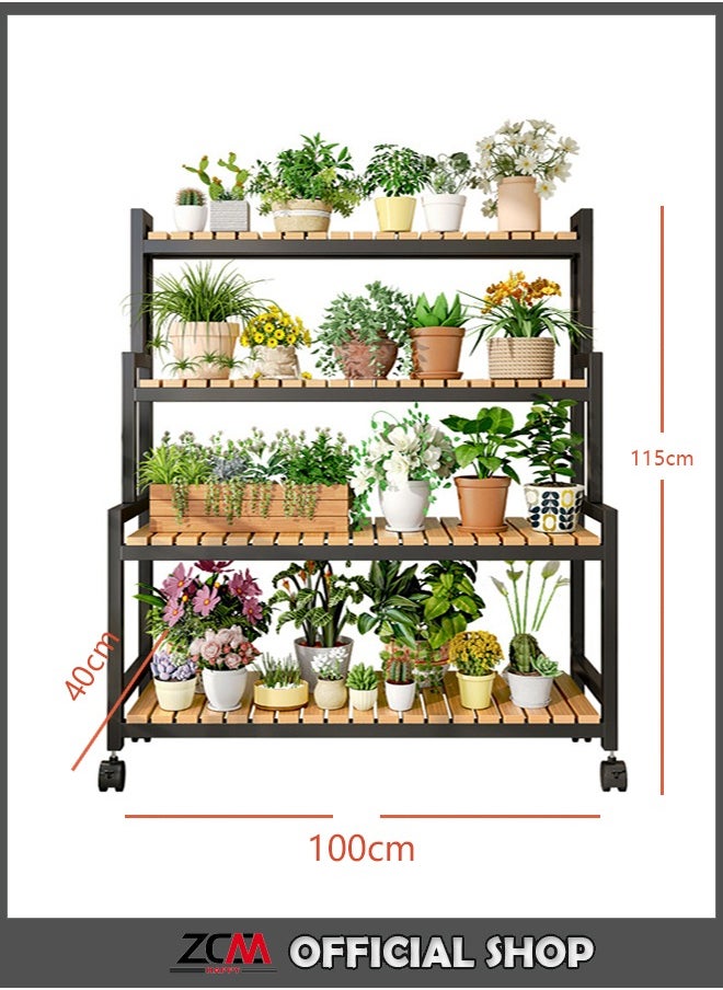 ZCM-HAPPY Four layer Indoor Floor Standing Ladder Flower and Plant Rack 100x40x115 CM  - Image 1