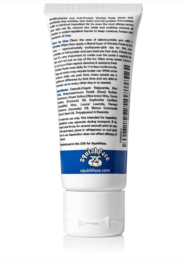 Squishface - Wrinkle Paste - Bulldog, French Bulldog, Pug, English Bulldog – Cleans Wrinkles, Tear Stain, Tail Pockets, and Paws – Anti-Itch Tear Stain Remover & Bulldog Wrinkle Cream, 2 Oz. - Image 1