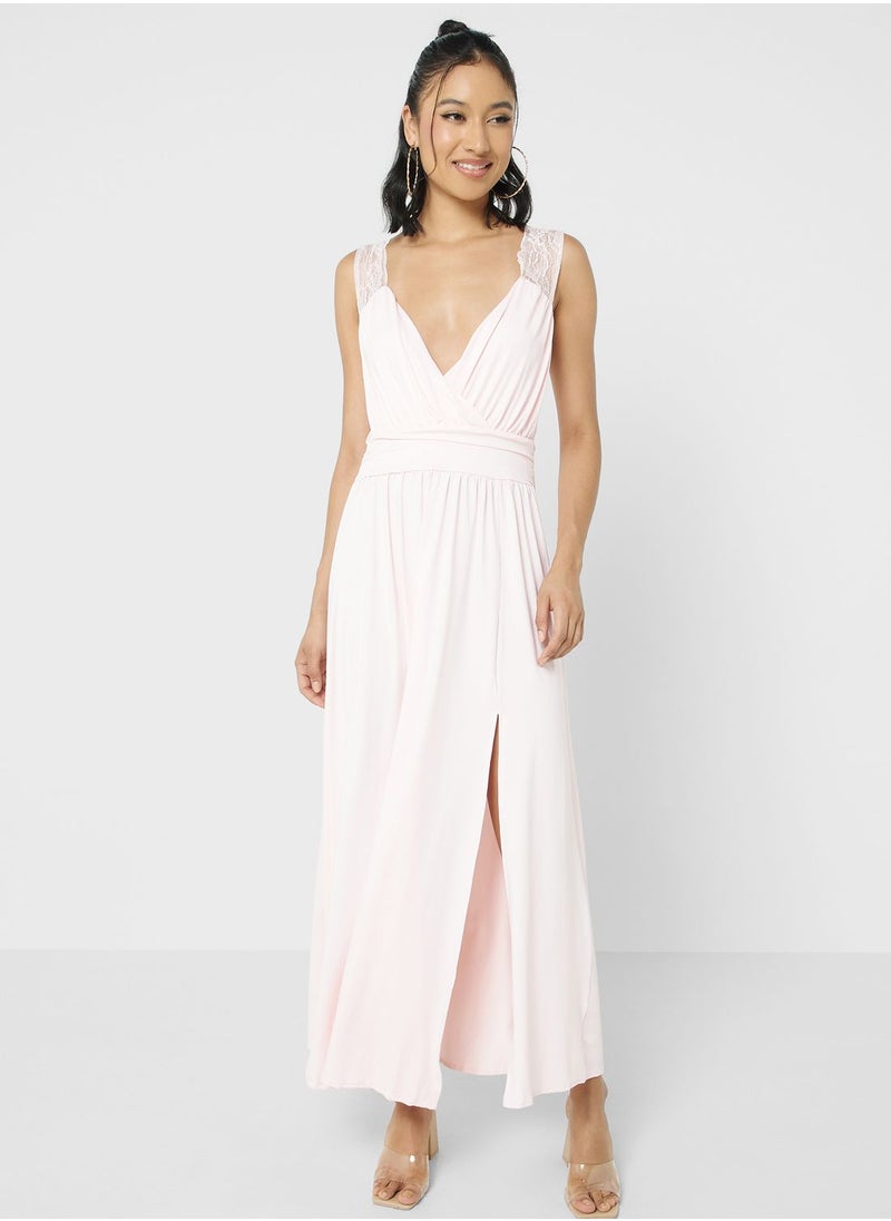 Ginger - Lace Detail Wrap Maxi Dress - Image 1