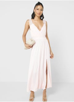 Lace Detail Wrap Maxi Dress