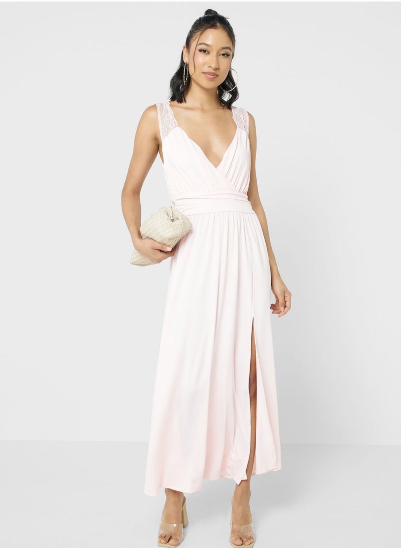 Ginger - Lace Detail Wrap Maxi Dress - Image 1