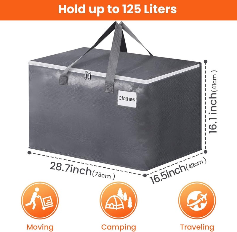 BlissTotes Large Moving Boxes and with Zippers & Handles Moving Supplies with lids, Heavy Duty Totes for Storage Bags for Space Saving, Fold Flat, Moving and Storing 125L, 8 Pack - Image 2