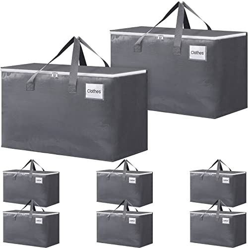 BlissTotes Large Moving Boxes and with Zippers & Handles Moving Supplies with lids, Heavy Duty Totes for Storage Bags for Space Saving, Fold Flat, Moving and Storing 125L, 8 Pack - Image 1