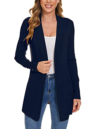 ROW 8 ROW Cardigan for Women Dressy Casual Long Sleeve Open Front Knit Cardigan Sweaters Navy - Image 2