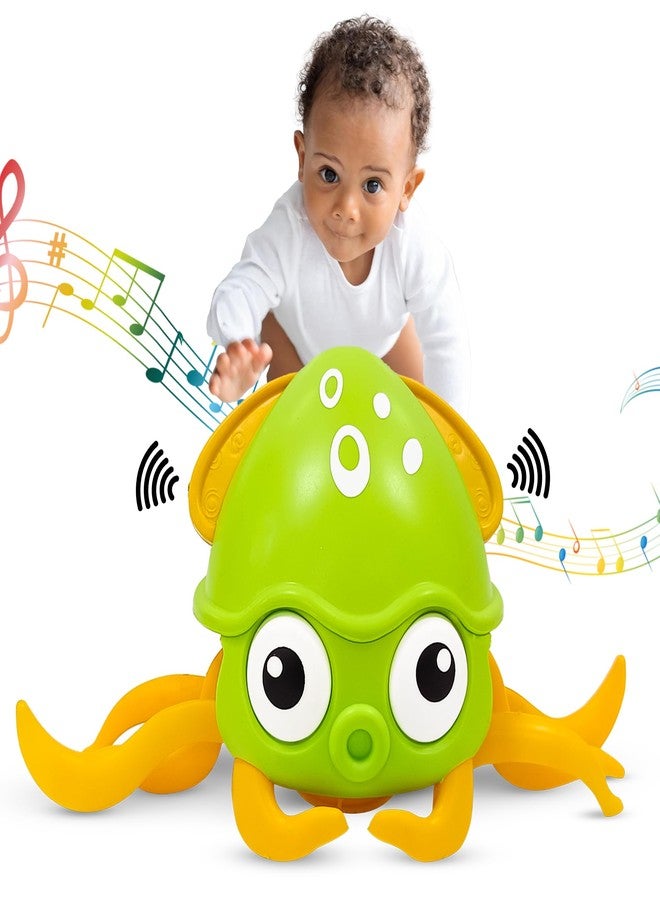 KIPA Gaming Full Fun Baby Musical Octopus Crawling Toy for Kids | Interactive Dancing Octopus with Music and LED Lights | Automatically Avoids Obstacles | Tummy Time Toy for Infants (Octopus - Green) - Image 1
