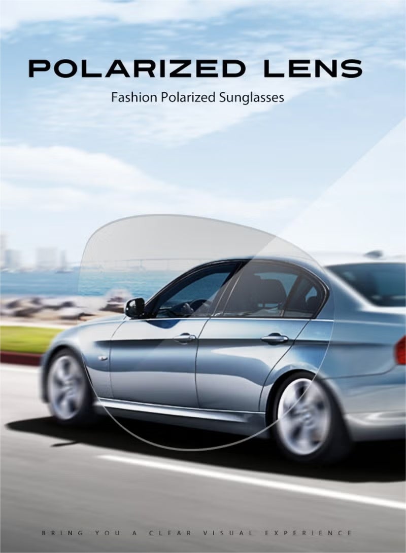 نظارات شمسية مستقطبة للرجال، نظارات شمسية للحماية من الأشعة فوق البنفسجية 400 بإطار معدني، نظارات شمسية كبيرة الحجم مضادة للتوهج، نظارات شمسية للحماية من الشمس مناسبة للسفر في الصيف على الشاطئ والتخيي - Image 4