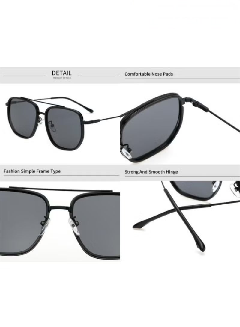 نظارات شمسية مستقطبة للرجال، نظارات شمسية للحماية من الأشعة فوق البنفسجية 400 بإطار معدني، نظارات شمسية كبيرة الحجم مضادة للتوهج، نظارات شمسية للحماية من الشمس مناسبة للسفر في الصيف على الشاطئ والتخيي - Image 5
