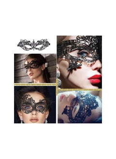 The Bros Women Lace Eye Mask, 4pcs Masquerade Masks Mysterious Lace Face Mask, Masquerade Venetian Eyemask for Halloween Carnival Party Costume Ball, Black  - Image 2