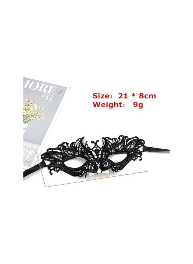 The Bros Women Lace Eye Mask, 4pcs Masquerade Masks Mysterious Lace Face Mask, Masquerade Venetian Eyemask for Halloween Carnival Party Costume Ball, Black  - Image 4