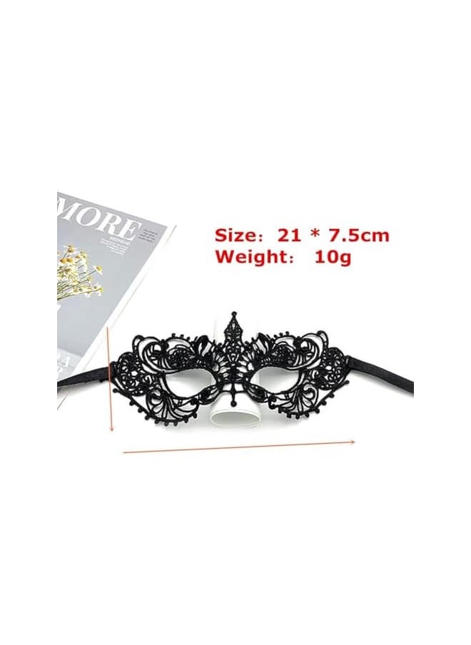 The Bros Women Lace Eye Mask, 4pcs Masquerade Masks Mysterious Lace Face Mask, Masquerade Venetian Eyemask for Halloween Carnival Party Costume Ball, Black  - Image 3