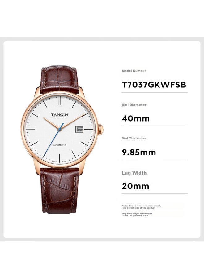 Tangin Men's Mechanical Watch, Calendar Fully Automatic Imported Swiss Mechanical Watch For Men, Gift For Boyfriend, T7037gkwfsb - Image 3