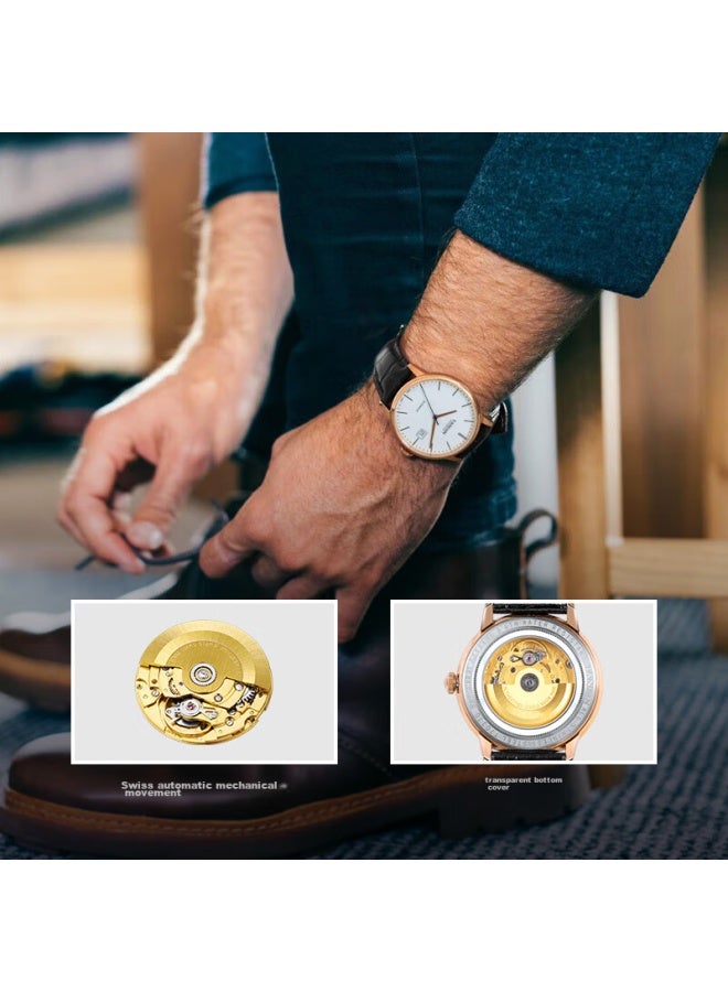 Tangin Men's Mechanical Watch, Calendar Fully Automatic Imported Swiss Mechanical Watch For Men, Gift For Boyfriend, T7037gkwfsb - Image 4