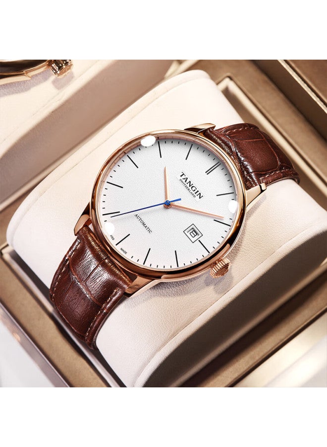 Tangin Men's Mechanical Watch, Calendar Fully Automatic Imported Swiss Mechanical Watch For Men, Gift For Boyfriend, T7037gkwfsb - Image 1